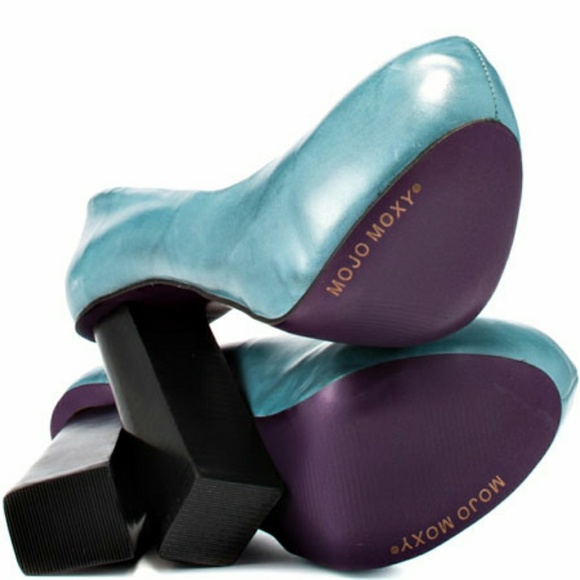 👠RARE👠MOJO MOXY revenge blue pump stacked heels - Picture 3 of 8